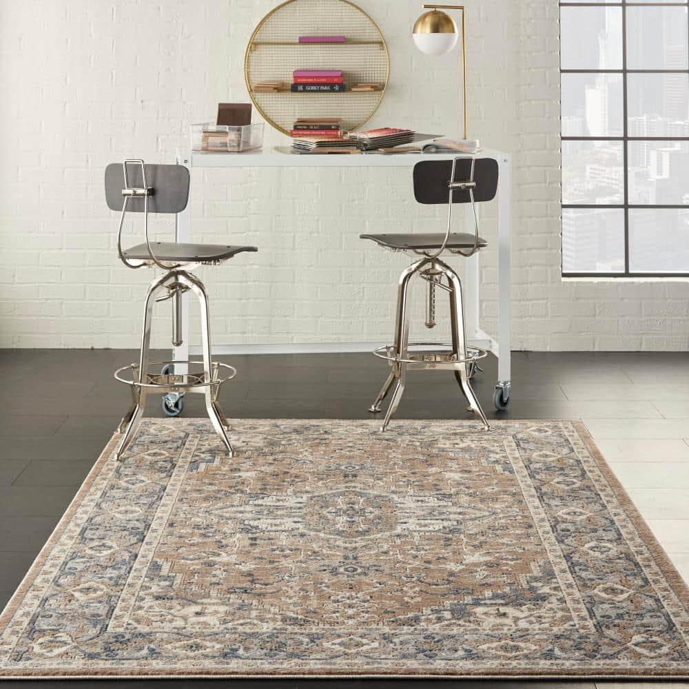 Nourison Concerto Center Medallion Indoor Rug Beige Grey 5'3" x 7'3"