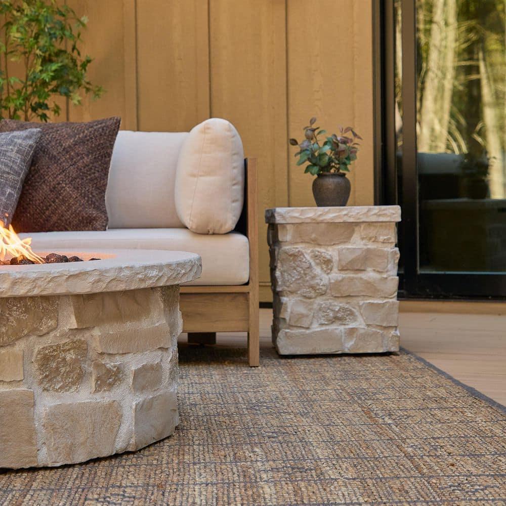 Real Flame Scottsdale Stone Propane Tank Cover And Side Table In Beige By Real Flame