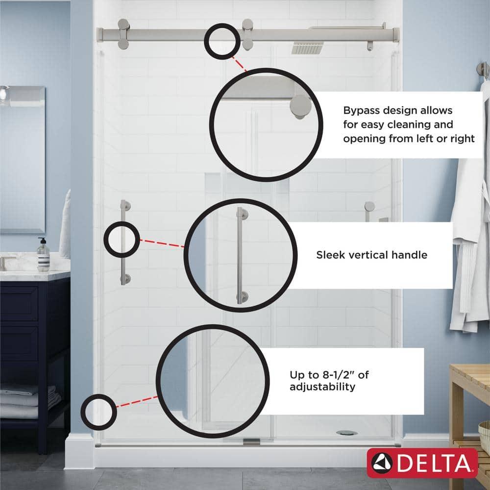 Delta Paxos 60 in. x 62-1/4 in. Frameless Sliding Bathtub Door in Chrome with 5/16 in. (8mm) Tempered Clear Glass, SD5758473