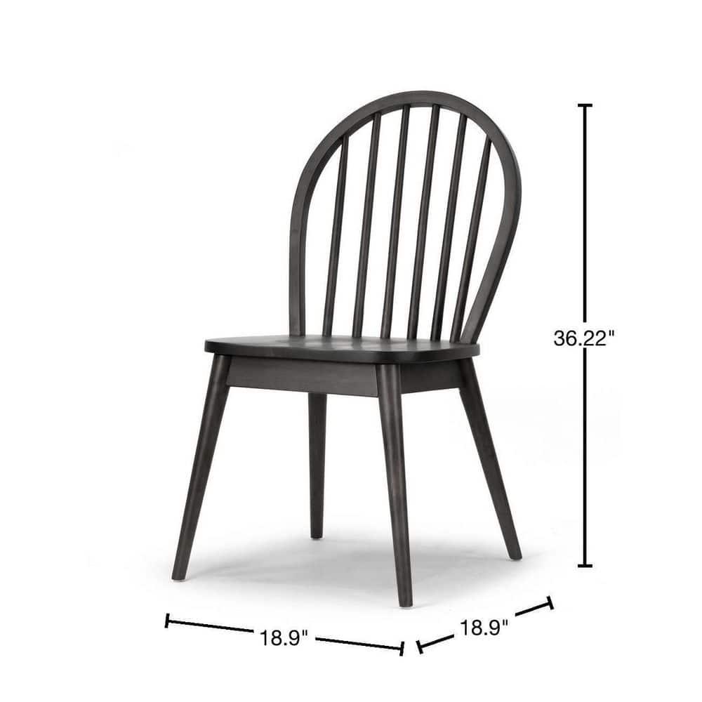 Glamour Home Astra 17.72" Wood Chairs with Windsor Back in Black (Set of 2)