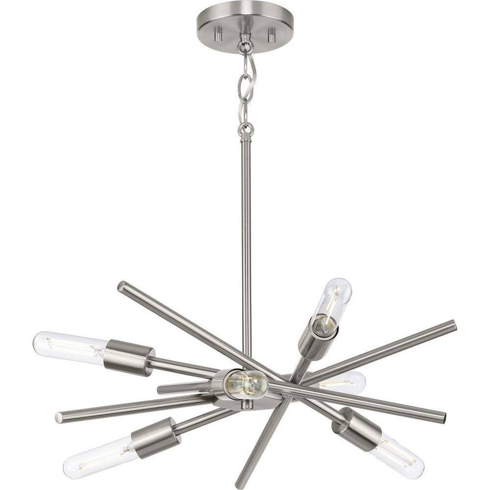 Progress Lighting Astra 6-Light Chandelier, Brushed Nickel, No Shade
