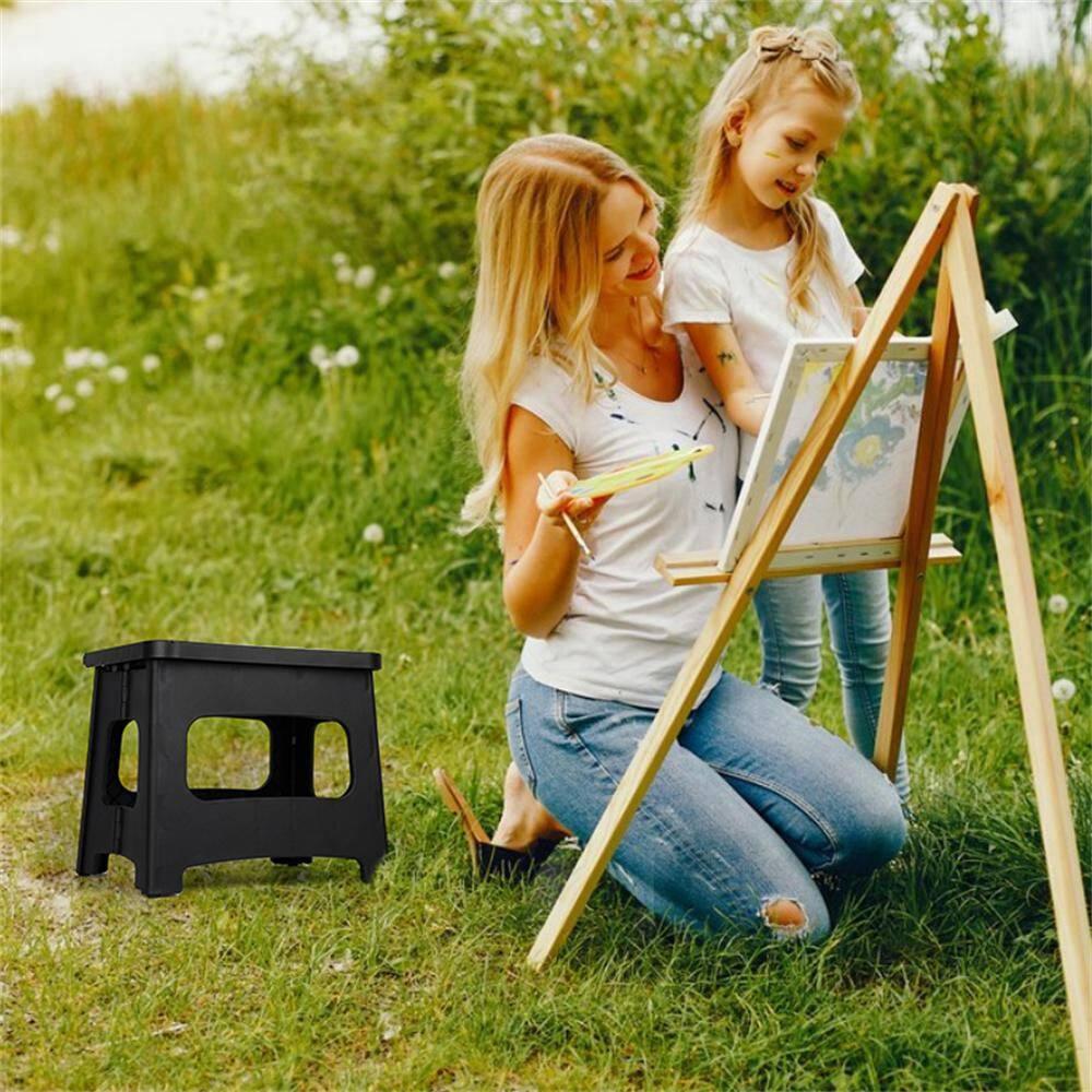 One Step Folding Stool Lightweight and Portable 300 lbs. Working Load Franklin, Black