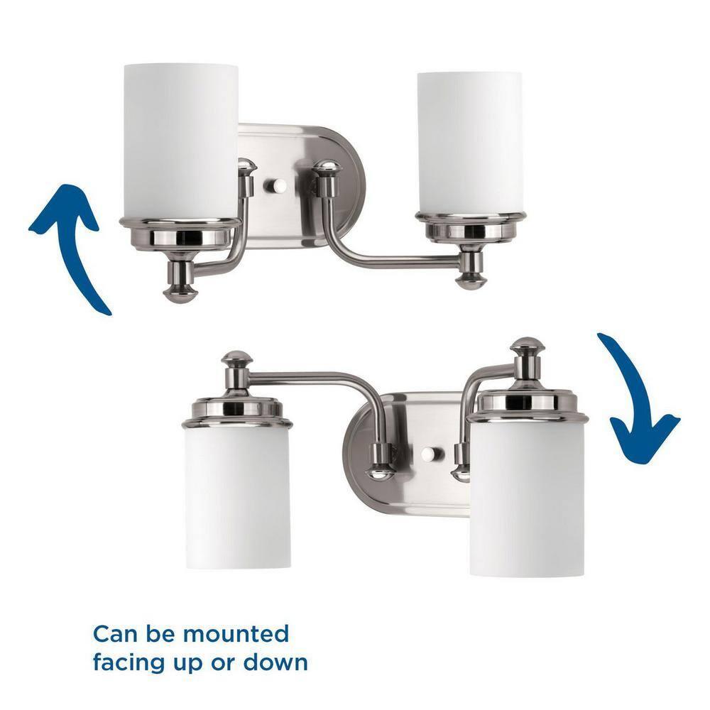 Progress Lighting Glide Collection 2-Light Bath Vanity in Brushed Nickel with Etched Opal Glass Shade