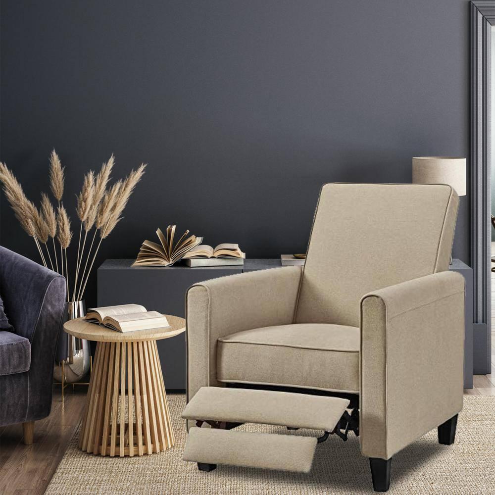 Landon Push Back Recliner Upholstered Club Chair by Naomi Home-Color:Mocha,Fabric:Linen