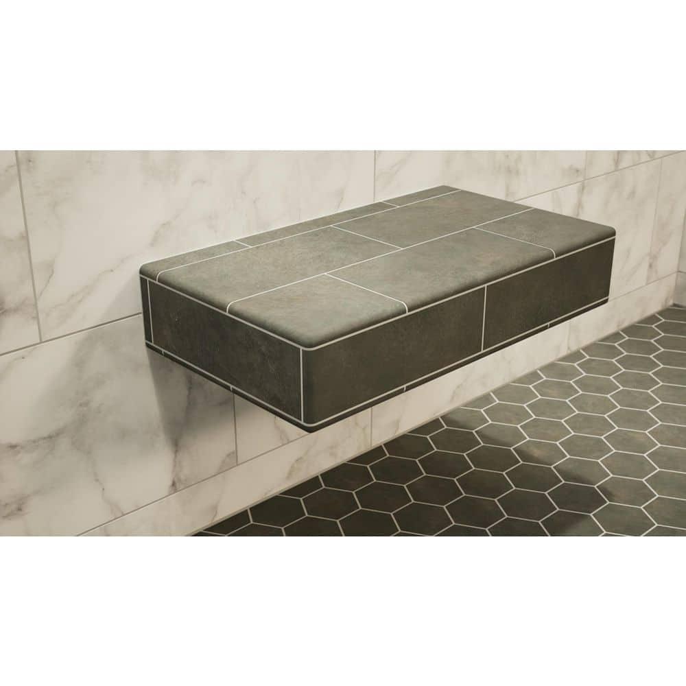 The Original Floating Shower Bench Kit with Orange Waterproof Board and Original Shower Bench Bracket (14x36")