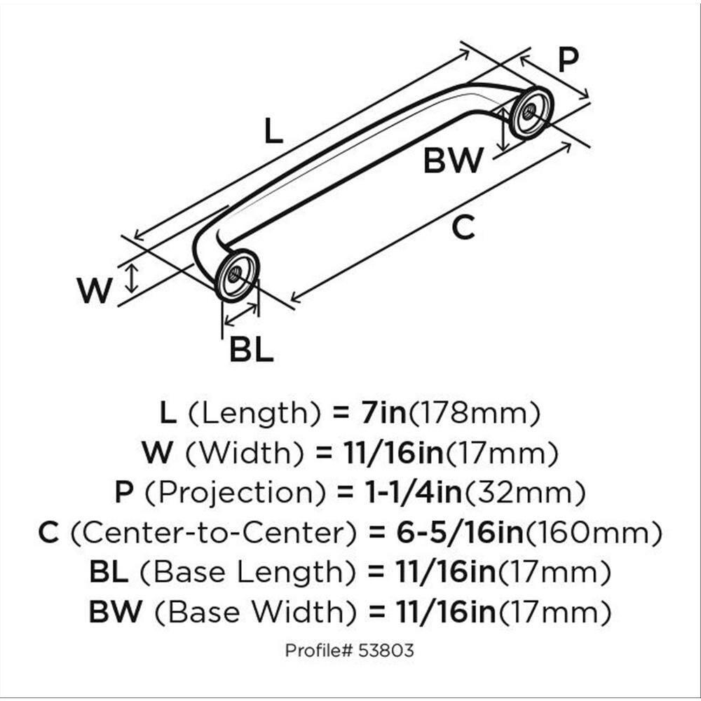 Amerock Kane 6-5/16 inch (160mm) Center-to-Center Satin Nickel Cabinet Pull