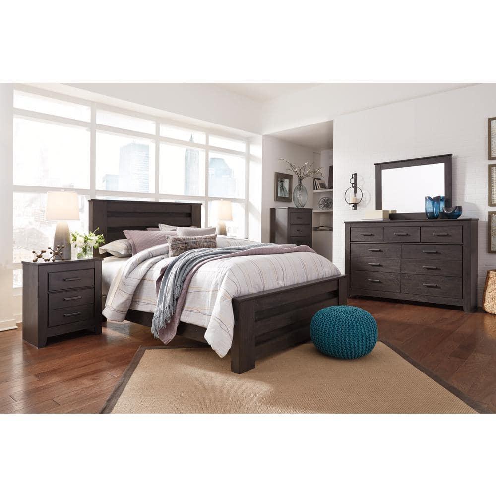Brinxton Nightstand - Black - Signature Design by Ashley: Contemporary Bedside Table with Storage Drawer