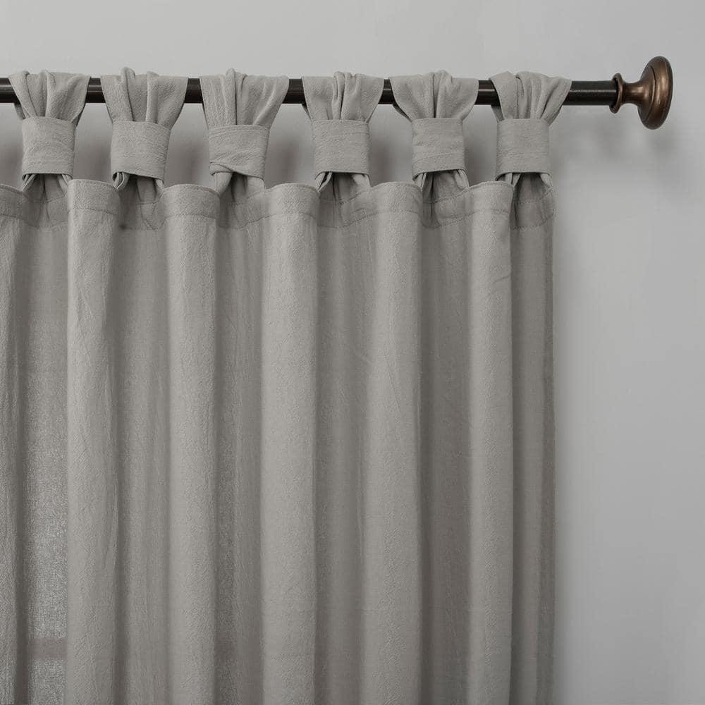 52"X84" Archaeo Light Filtering Outdoor Washed Cotton Twist Tab Curtain Panel Silver Gray: Grey Window Curtains