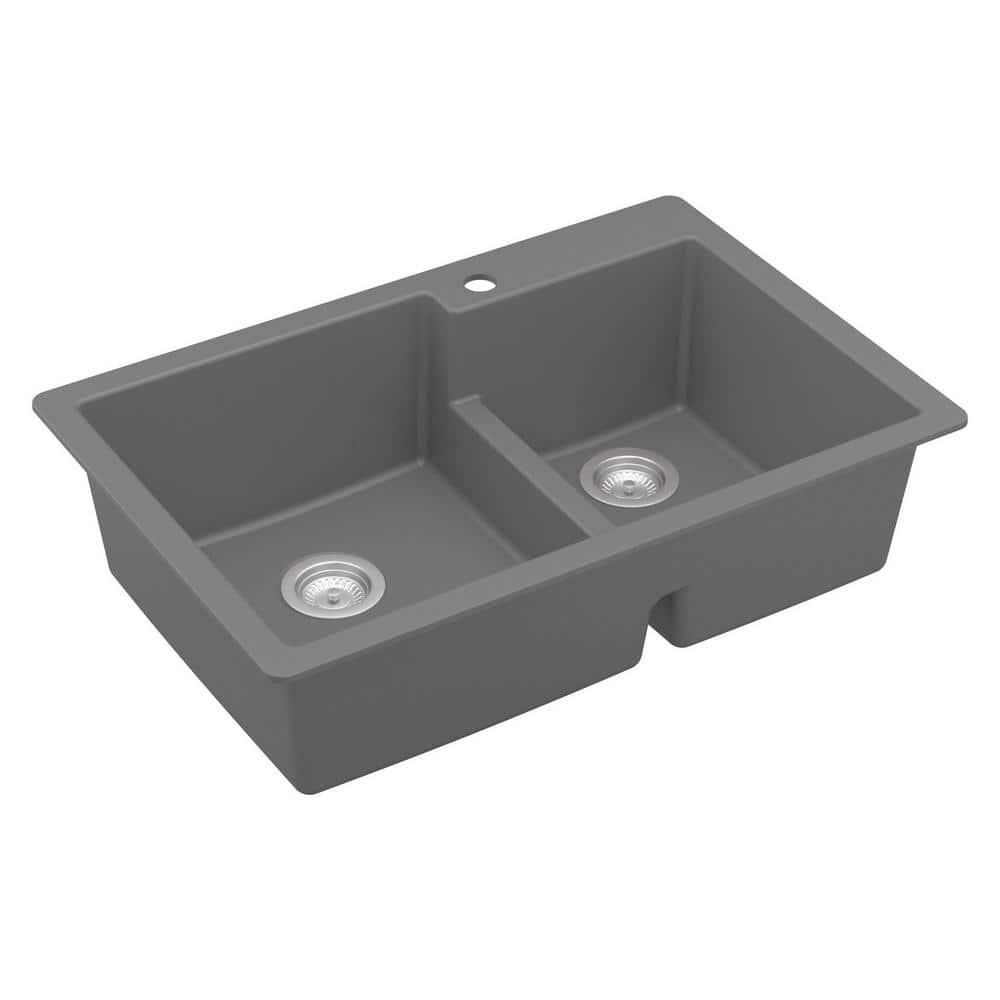 Karran Quartz 33'' X 22'' 60/40 Double Bowl Drop-in Kitchen Sink