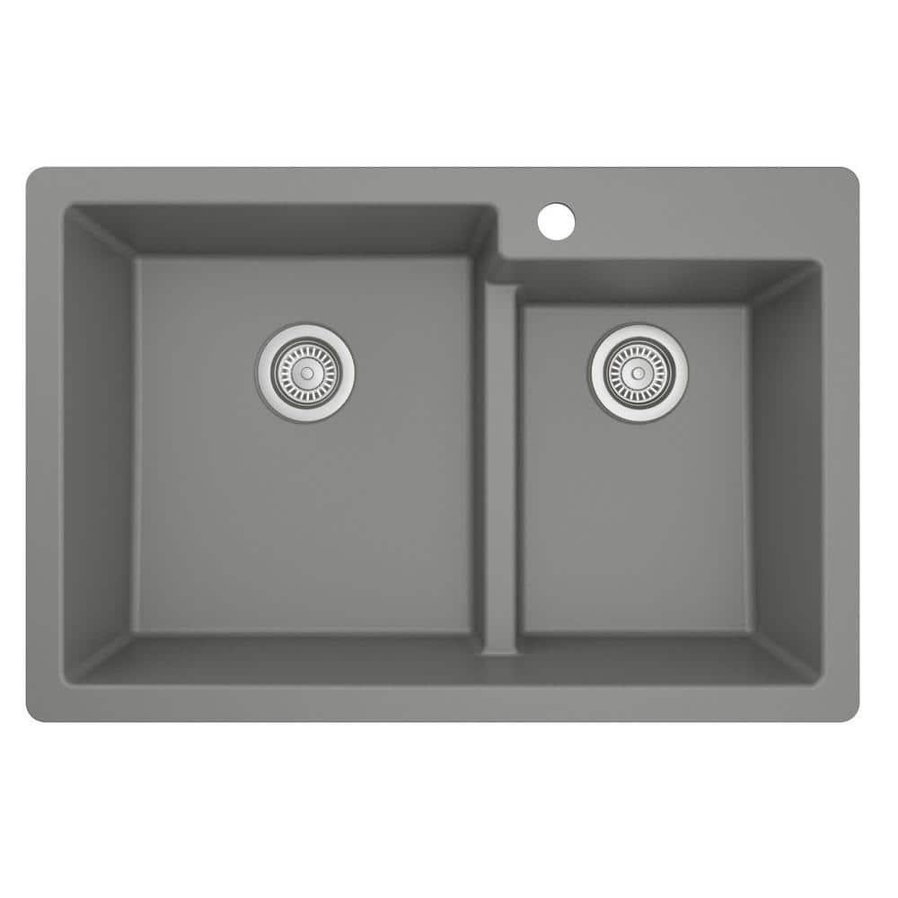 Karran Quartz 33'' X 22'' 60/40 Double Bowl Drop-in Kitchen Sink