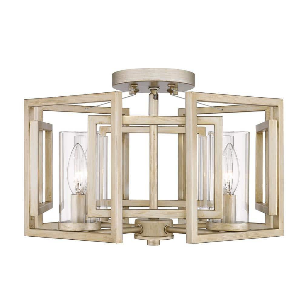 Golden Lighting Marco 4-Light Semi-flush in White Gold with Clear Glass