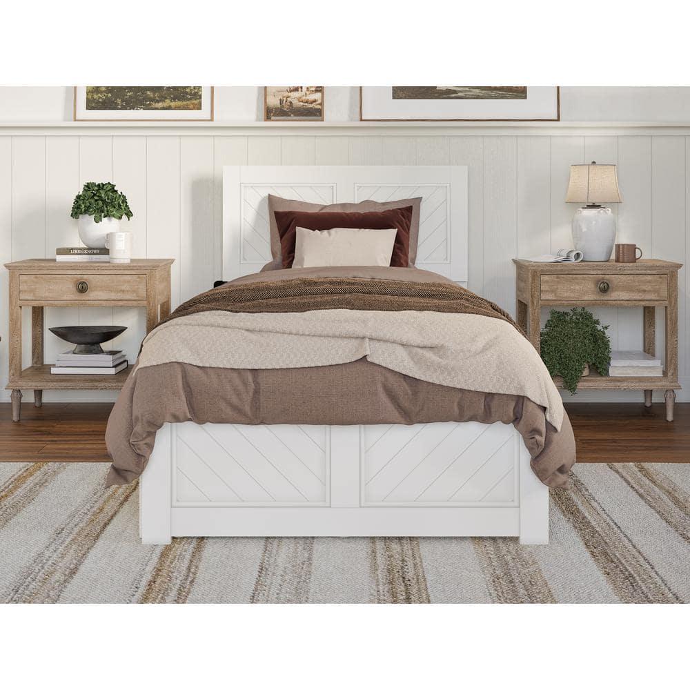 AFI Canyon White Solid Wood Platform Bed with Matching Footboard & Twin XL Trundle, Twin XL
