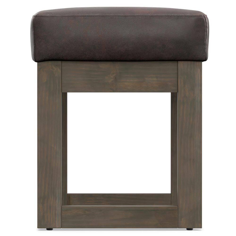 Simpli Home Milltown Ottoman Bench with Upholstered Seat and Solid Wood Frame