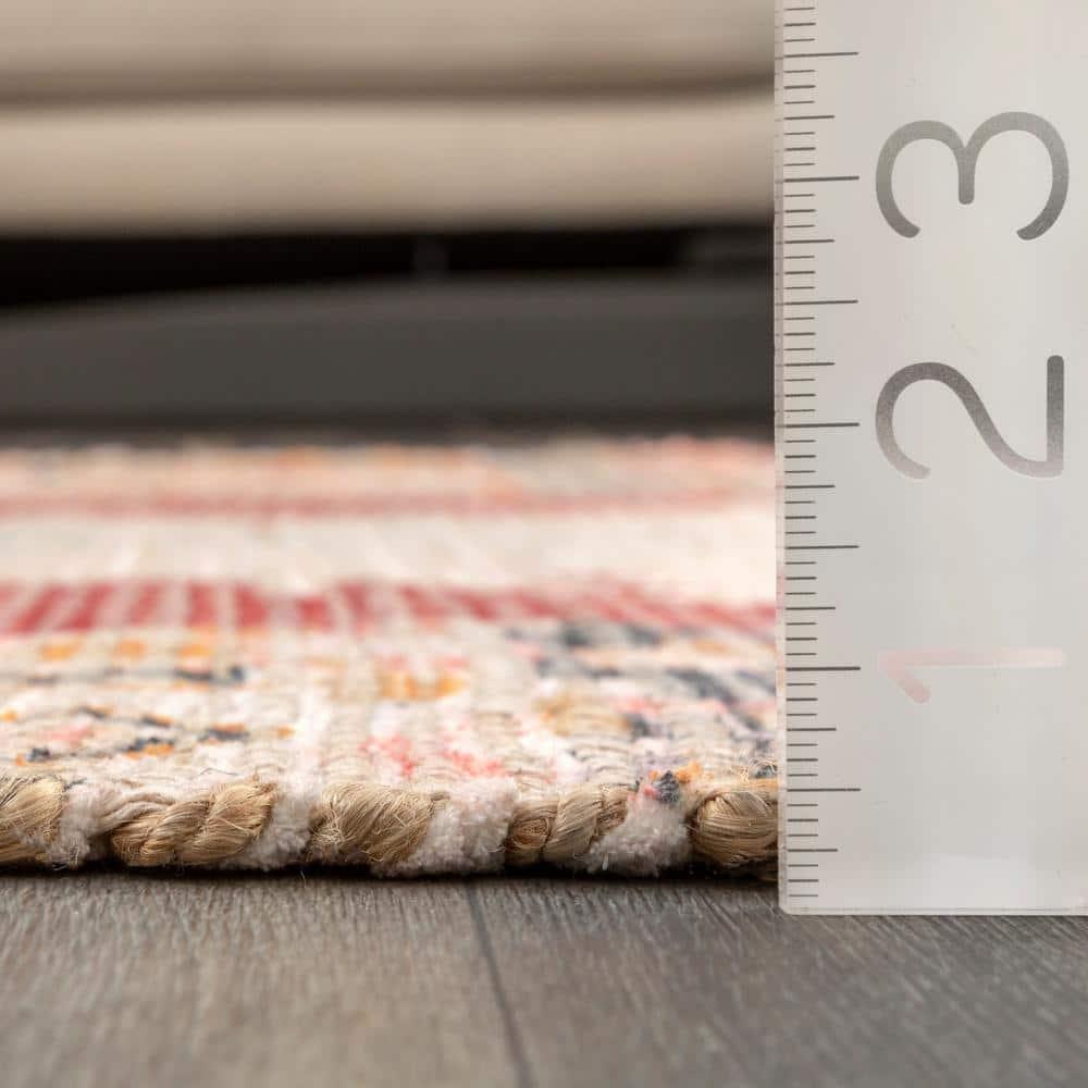 Nuloom Hermina Abstract 8x10 Jute Indoor Area Rug for Dining Room Rug Neutral Rug Living Room Rug Kitchen, Multicolor/Ivory