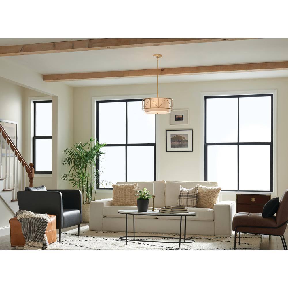 52075CLG-Kichler Lighting-Birkleigh - 3 Light Convertible Semi-Flush Mount In Art Deco Style-9.5 Inches Tall-Classic Gold Finish