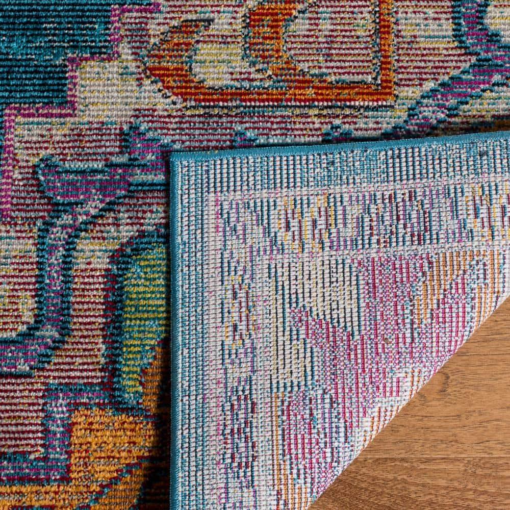 Crystal CRS501 Loomed Indoor Area Rug - Teal/Rose - 5'x8' - Safavieh