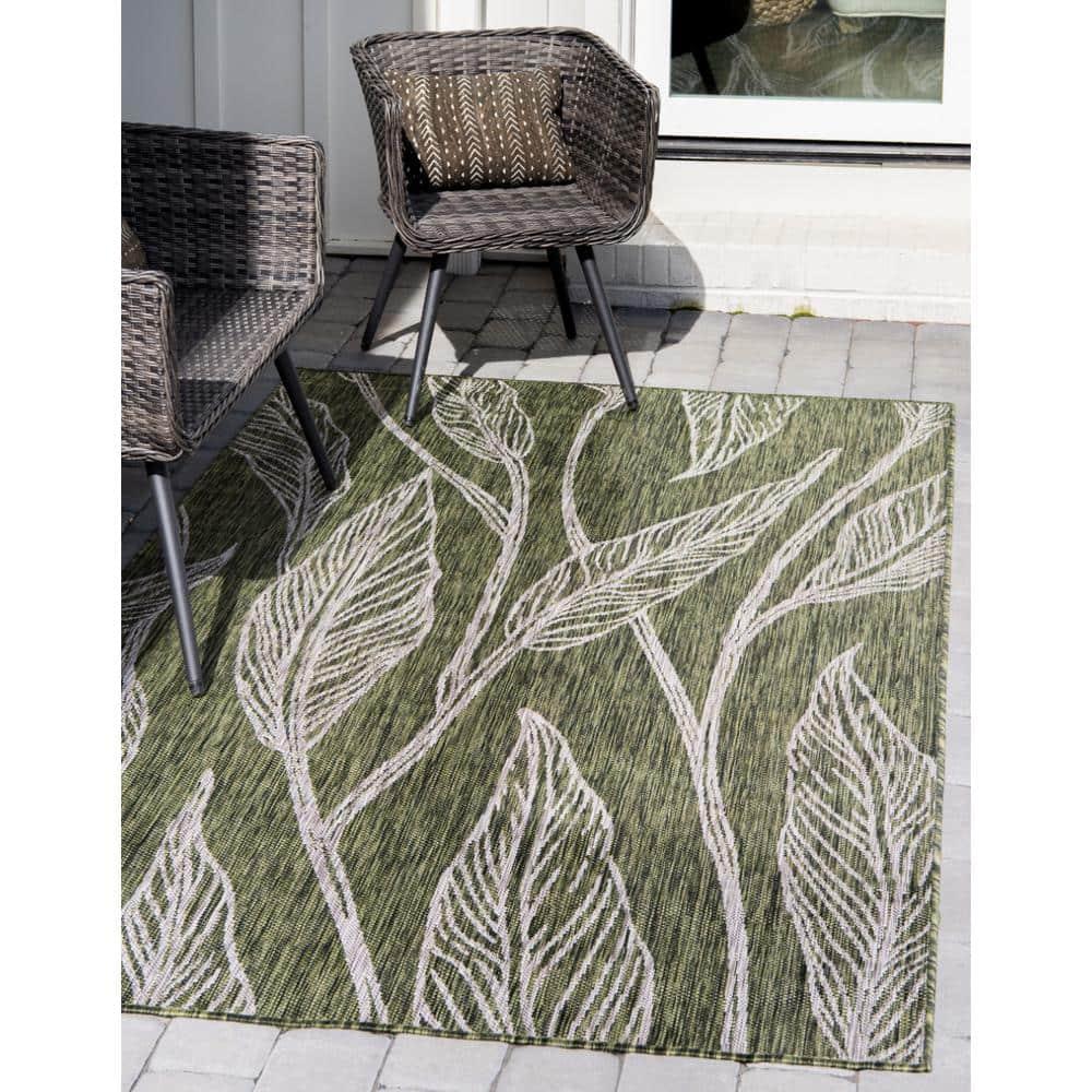 Unique Loom 5' 1 x 8' 0 Rectangle Indoor/Outdoor Botanical Green Area Rug
