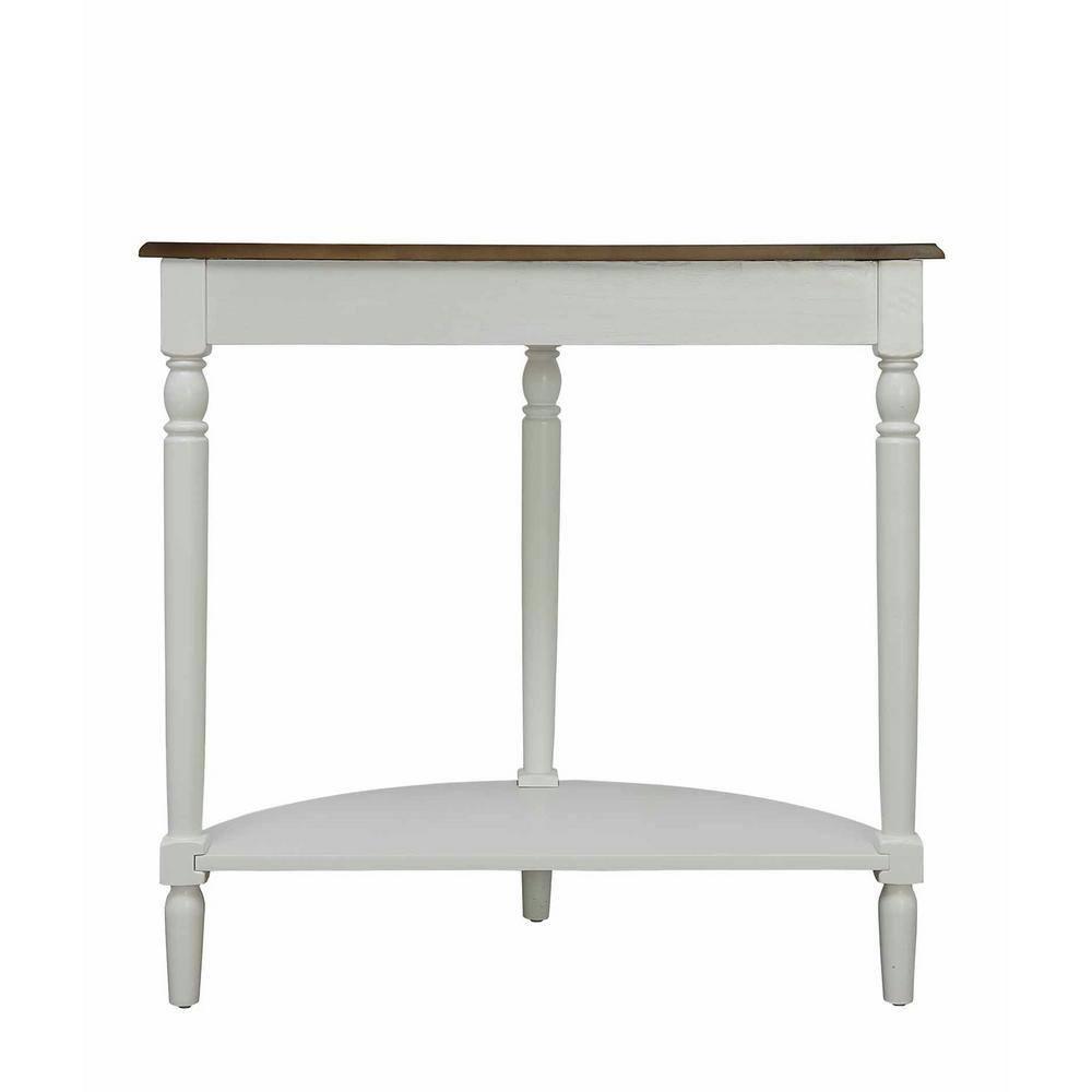 Convenience Concepts French Country Half-Round Entryway Table with Shelf, Driftwood/White