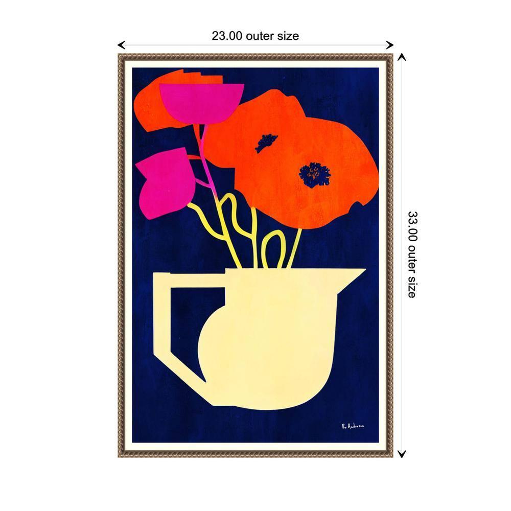 23"x33" Bright and Sunny Poppies by Bo Anderson Framed Canvas Wall Art Print Bronze - Amanti Art: Modern Lithograph, Polystyrene Frame