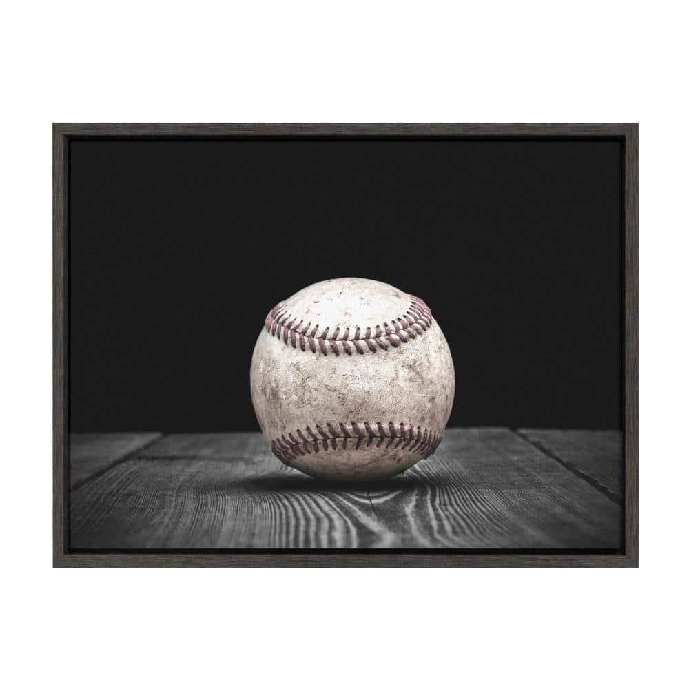 18" x 24" Sylvie Baseball Framed Canvas by Shawn St. Peter Gray - DesignOvation: Sports Decor, Vintage Style