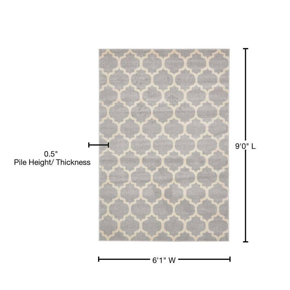 Unique Loom Trellis Collection Area Rug - Philadelphia (6' 1" x 9' Rectangle Light Gray/Beige)