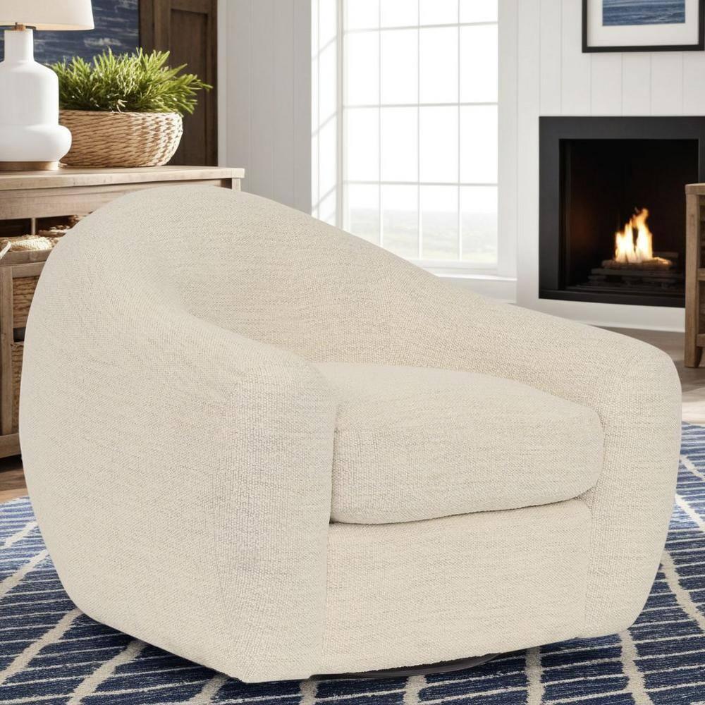 Armen Living Molly Upholstered Polyurethane Swivel Accent Chair in Pearl