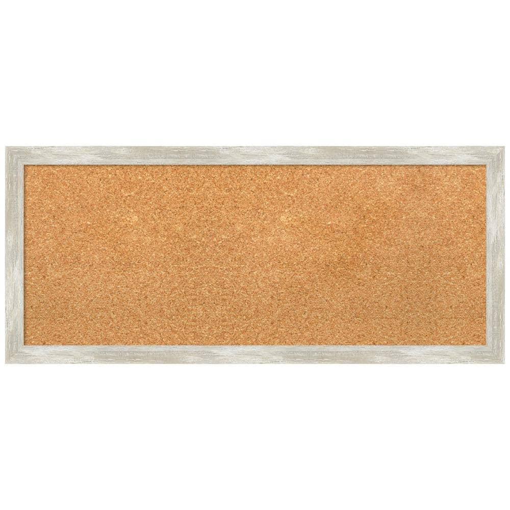 Amanti Art Natural Cork Board Framed Crackled Metallic Narrow Bulletin Board 32 in. x 14 in.