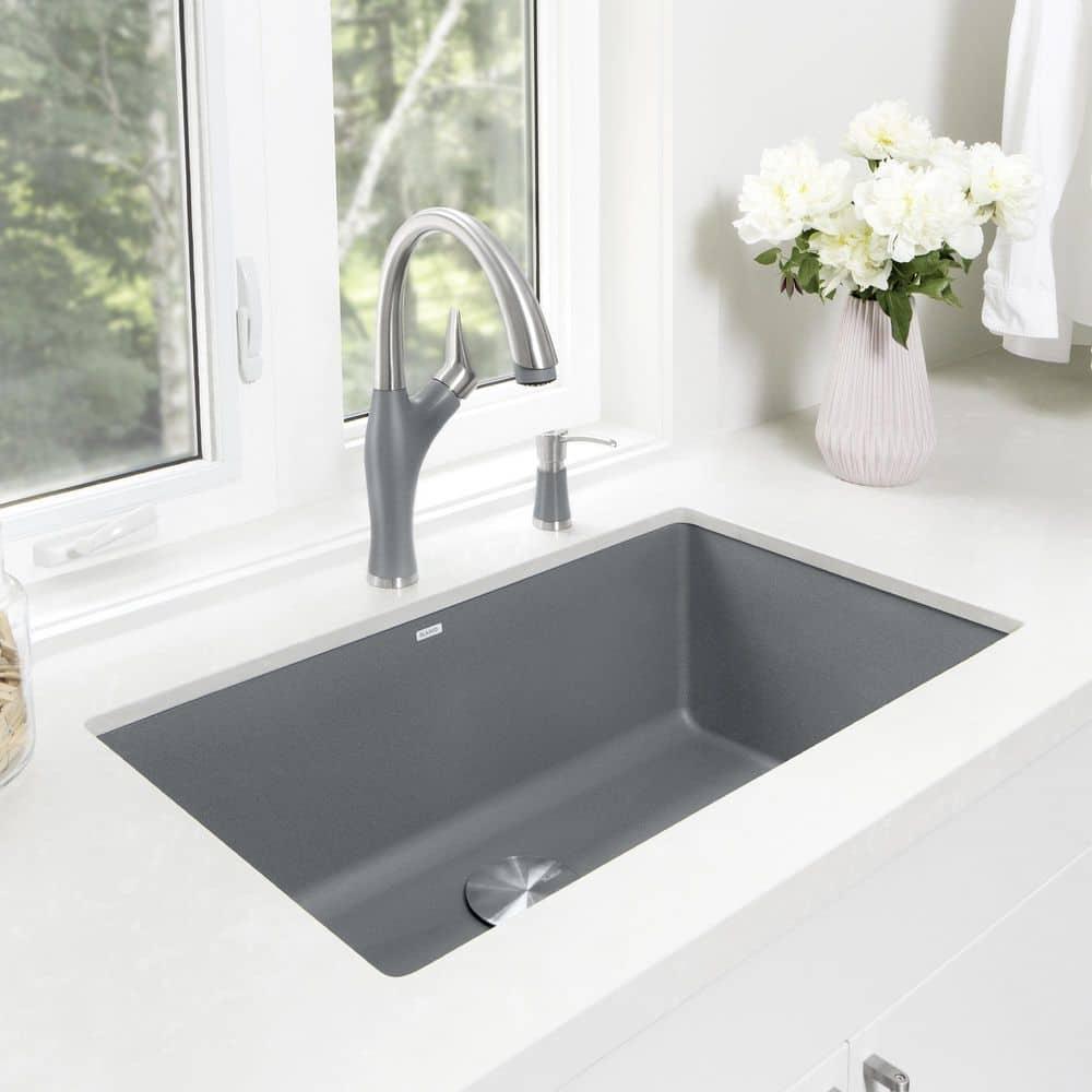 Precis SILGRANIT 32" L X 19" W Super Single Undermount Kitchen SInk