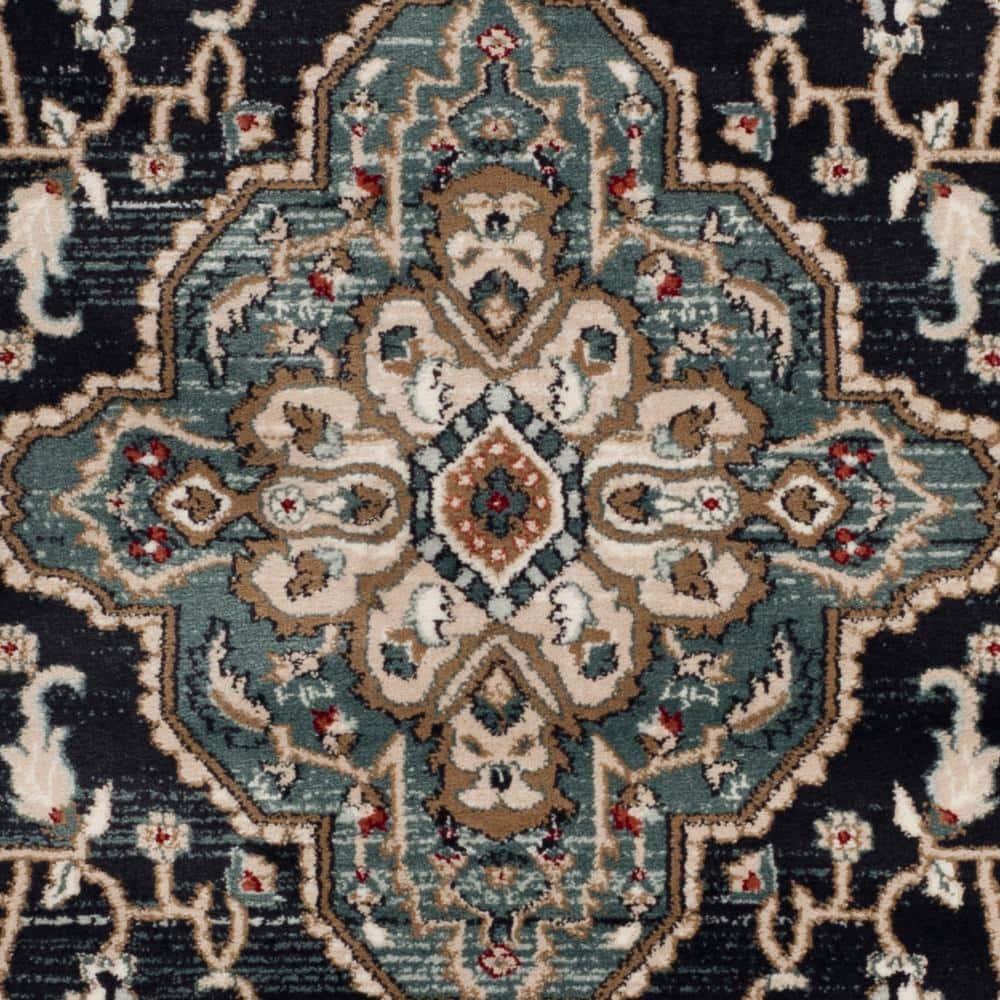 Lyndhurst LNH338 Power Loomed Area Rug - Anthracite/Teal - 5'3"x7'6" - Safavieh.