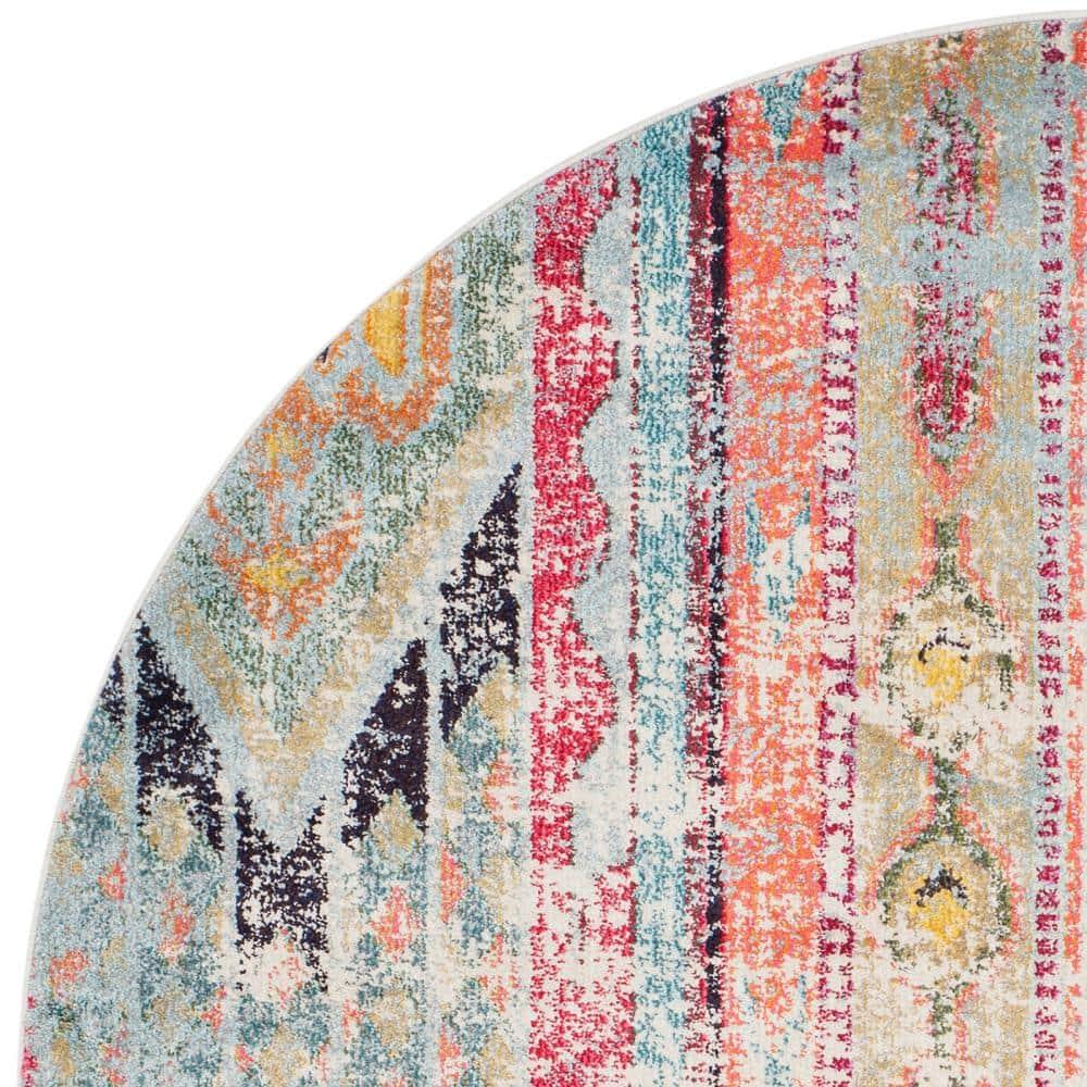 Monaco MNC222 Power Loomed Indoor Area Rug - Multi - 9' Round - Safavieh