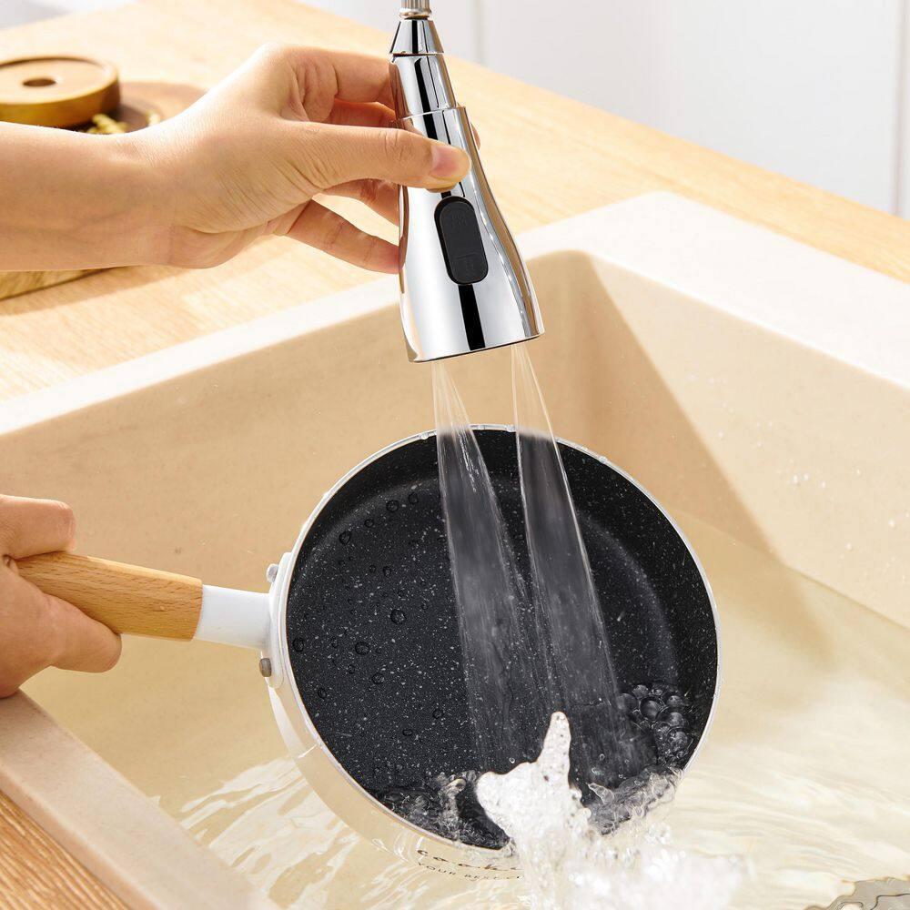 GAGALIFE Single Handle Pull Down Sprayer Kitchen Faucet High Arc Stainless Steel Faucet with 3-Function Sprayer JJL-CL-PT-SDP-C