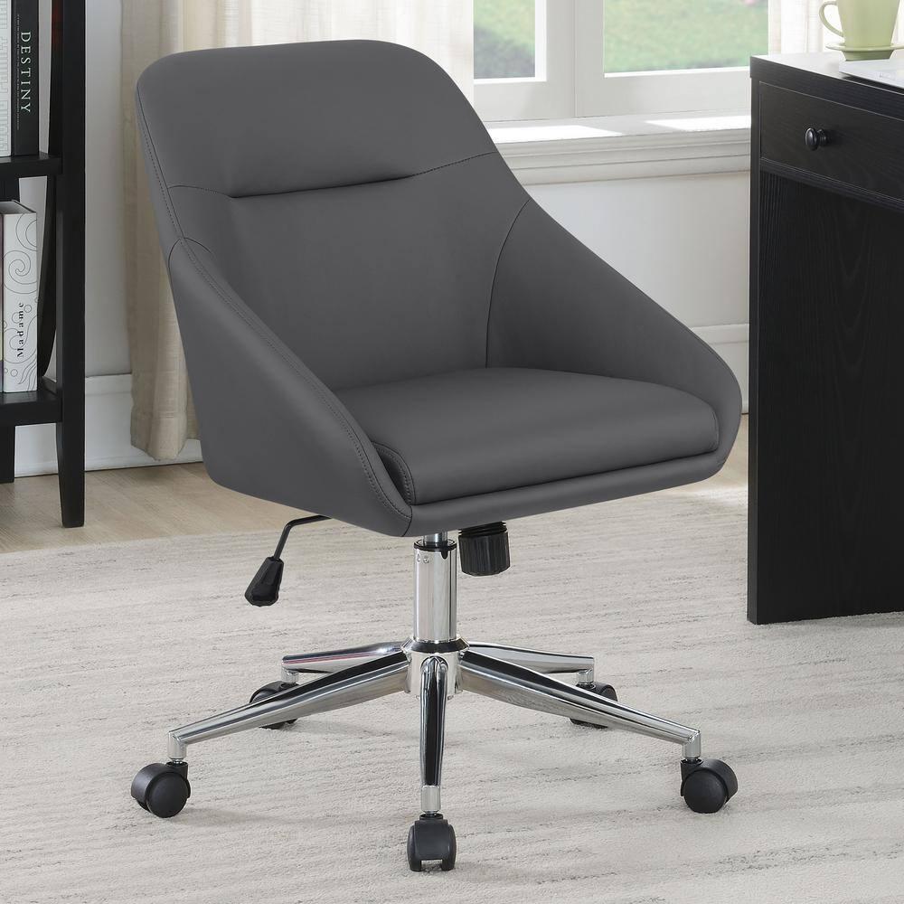 Coaster Jackman 35.25"H Faux Leather Office Chair with Casters in Gray/Chrome