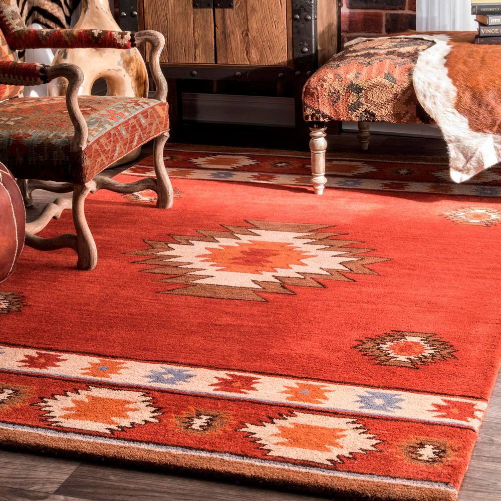 2'x3' Hand Tufted Shyla Accent Rug Orange - nuLOOM: Wool, Geometric, Bohemian, Medium Pile, Indoor Use