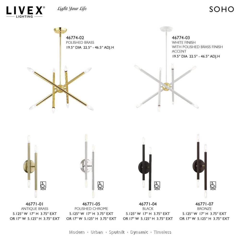 Livex Lighting Soho 4 - Light Wall Light in  Antique Brass