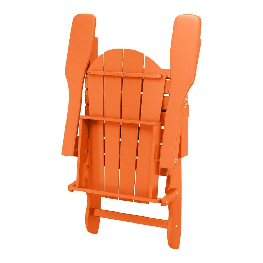 JUSTLET Outdoor Patio Chair, HDPE Folding Adirondack Chair Set of 2, Orange