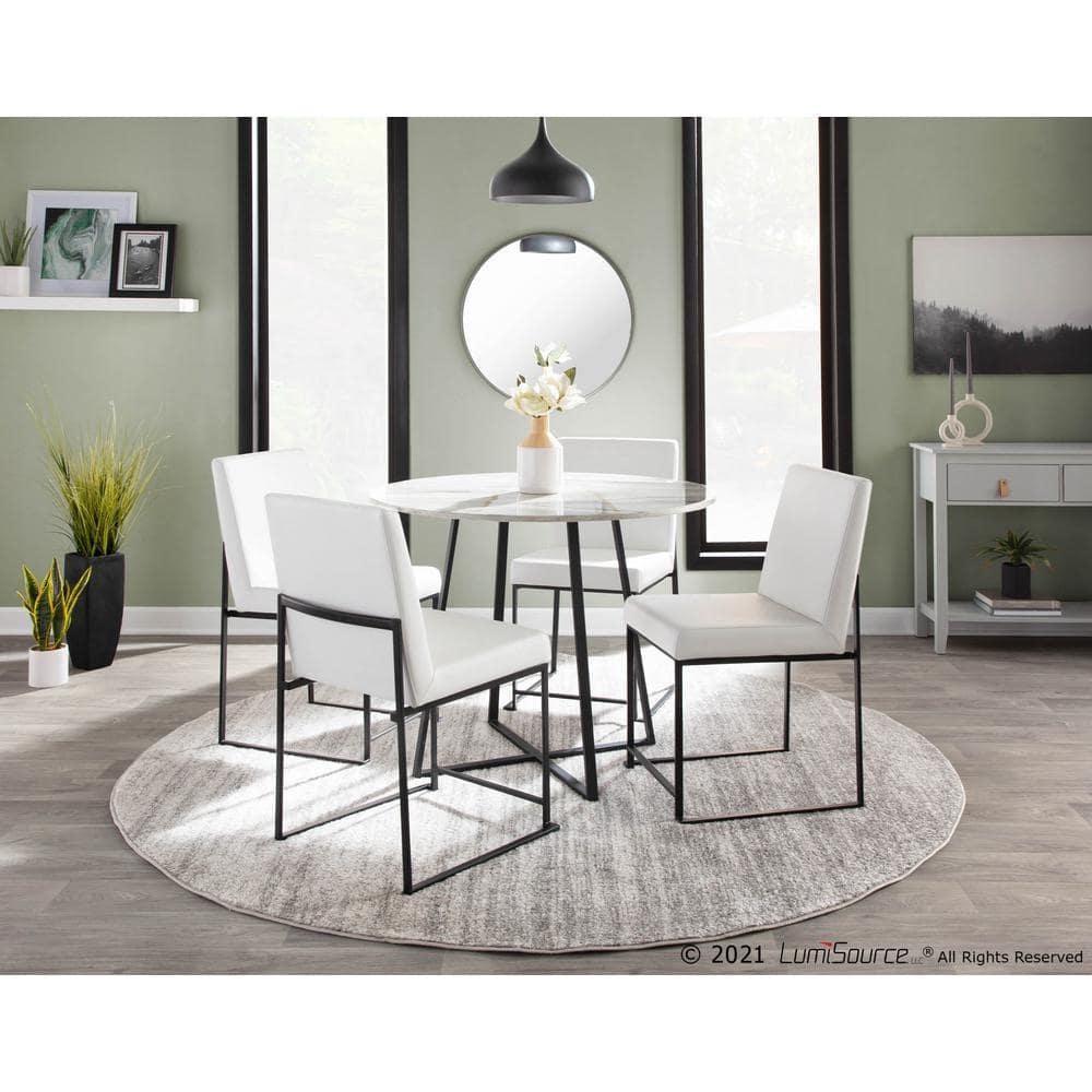 Set of 2 High Back Fuji Dining Chairs Leather/Steel Black/White - LumiSource