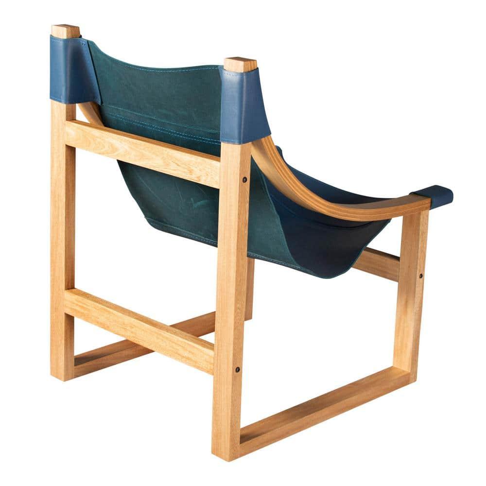 Lima Natural Top Grain Leather Sling Chair with Black Solid Wood Frame