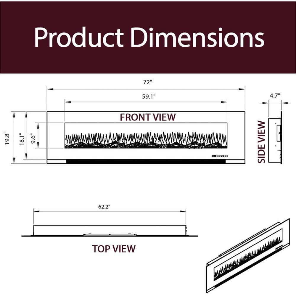 Cambridge Cambridge Wall Mount Electric Fireplace Heater with Remote Control for Indoor Use in Living Room, Bedroom, Home Office