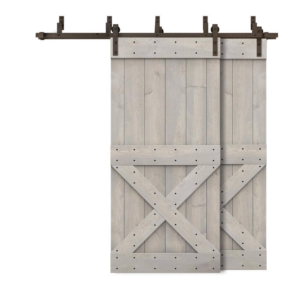 Calhome 84'' Solid Wood Paneled Painted with Installation Hardware Kit Barn Door