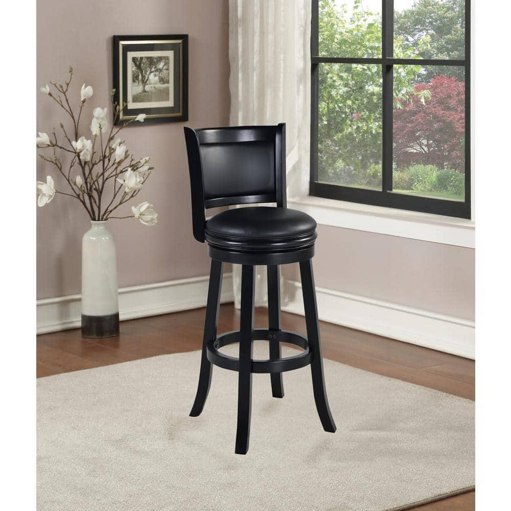 34" Extra Tall Augusta Swivel Barstool Black - Boraam: Durable Hardwood, Faux Leather, 360 Swivel, Footrest