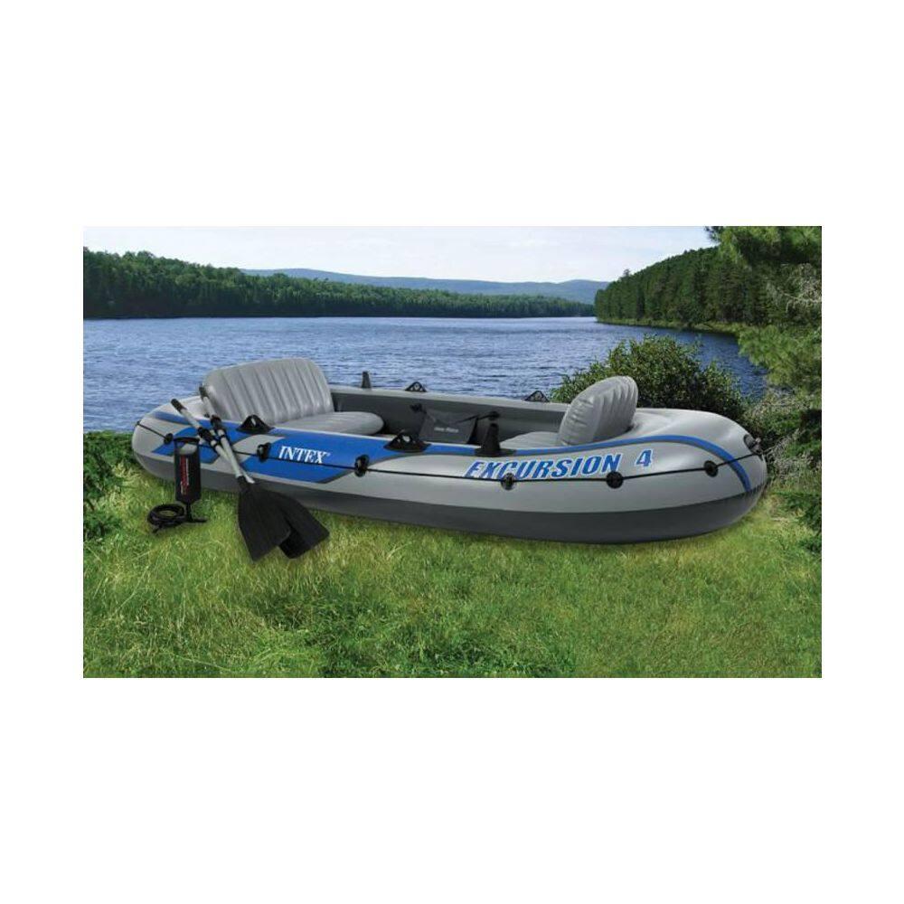 Intex Excursion 4 Inflatable Rafting/Fishing Boat Set With 2 Oars | 68324EP