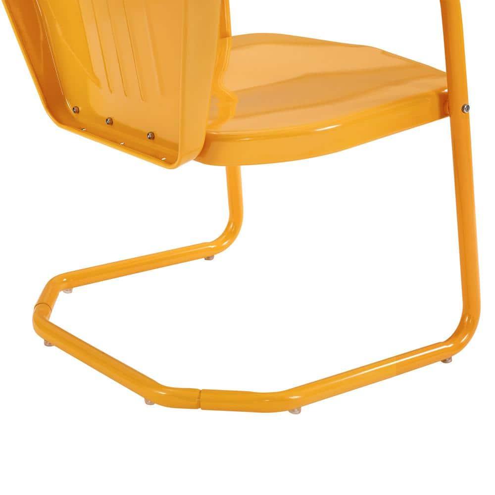 Crosley Furniture Griffith Outdoor Chair, Retro Metal Patio Chairs for Dining, Porch, Deck, Balcony, Tangerine
