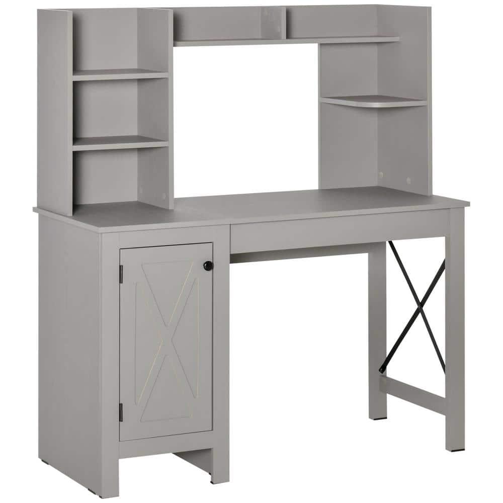 Gracie Oaks Farmhouse Computer Desk With Hutch And Cabinet, Home Office Desk With Storage, For Study