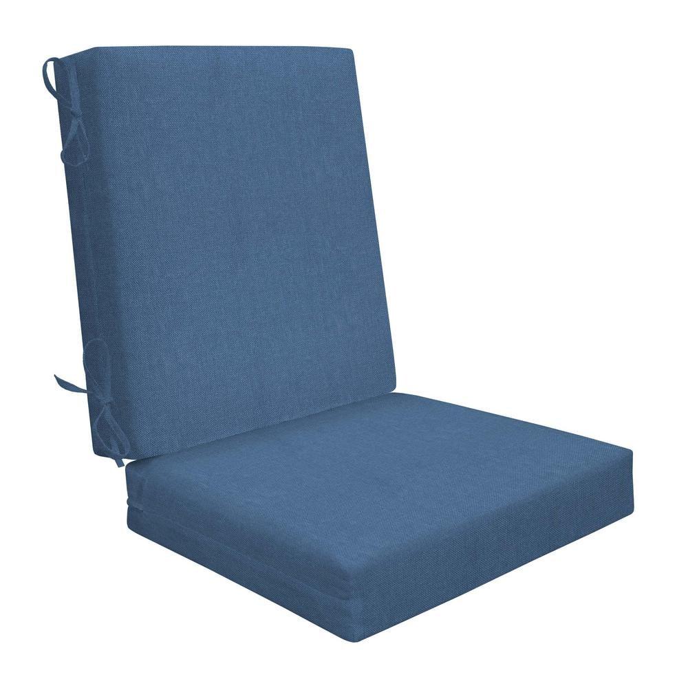 Honeycomb Outdoor Highback Dining Chair Cushion - Textured Solid Pacific Blue