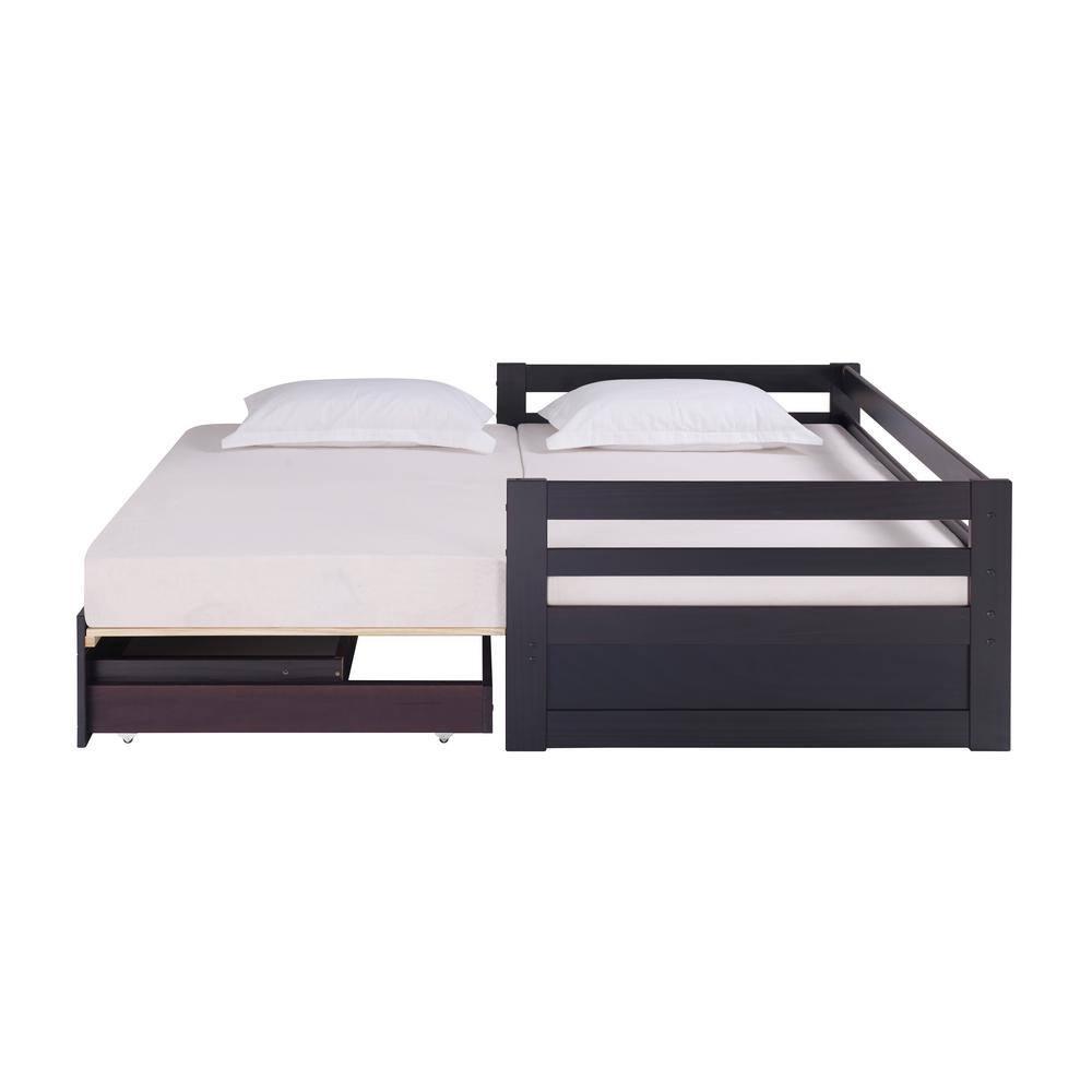 Alaterre Furniture Jasper Twin to King Extending Day Bed with Storage Drawers, Espresso