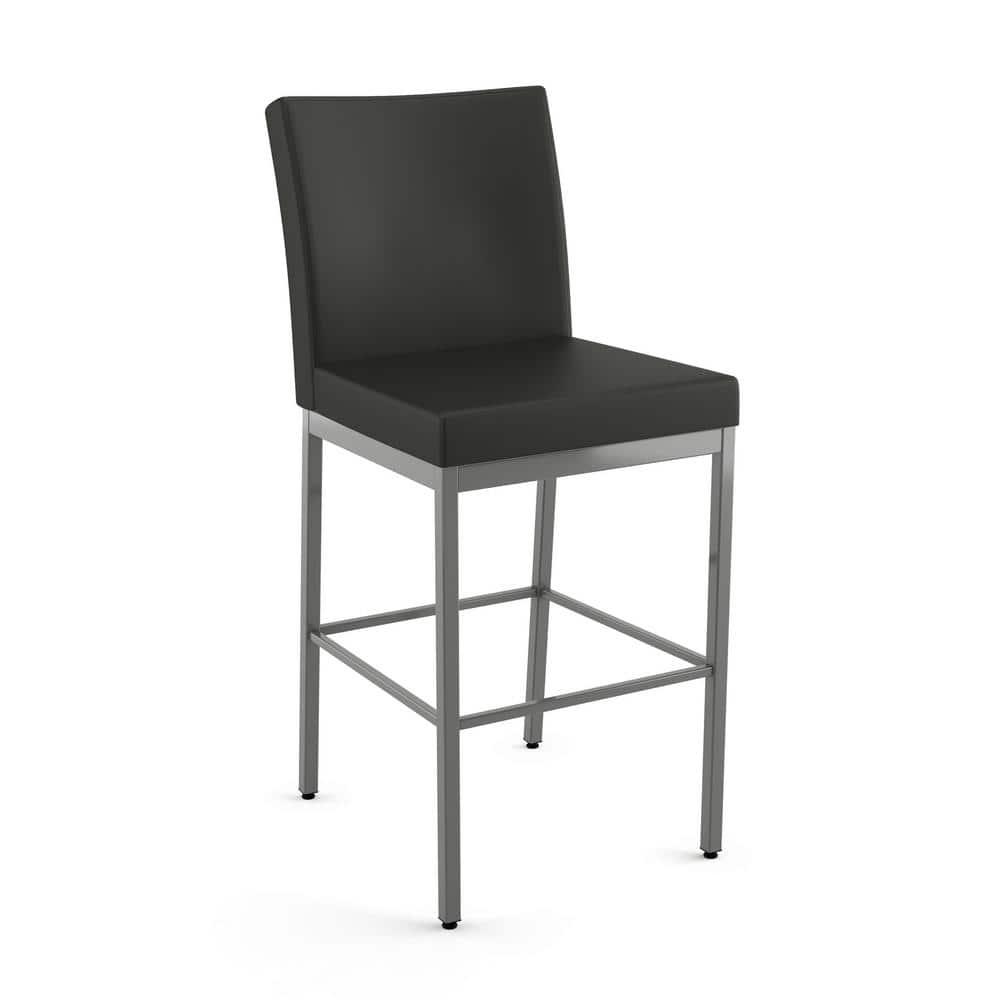 Perry 40.75" Black Faux Leather and Metal Bar Stool