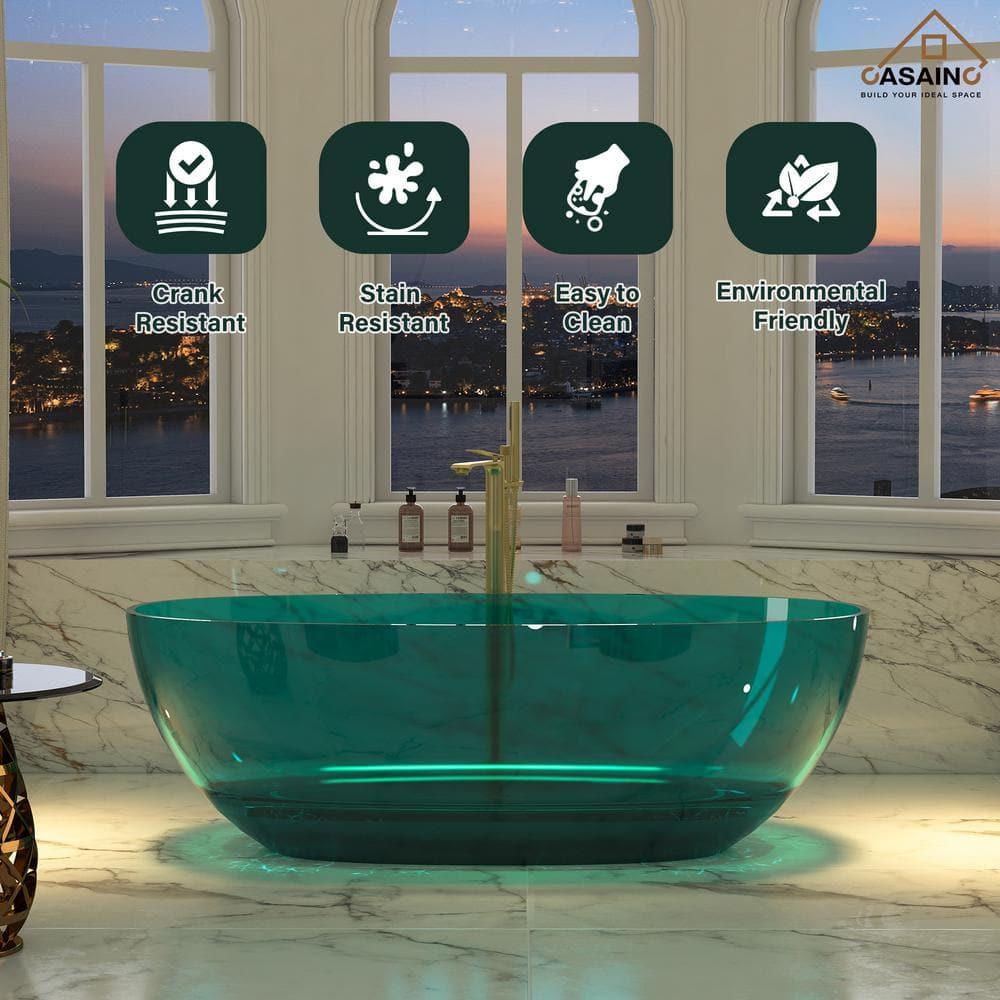 67'' x 30'' Runway Semi Transparent Resin Freestanding Soaking Bathtub