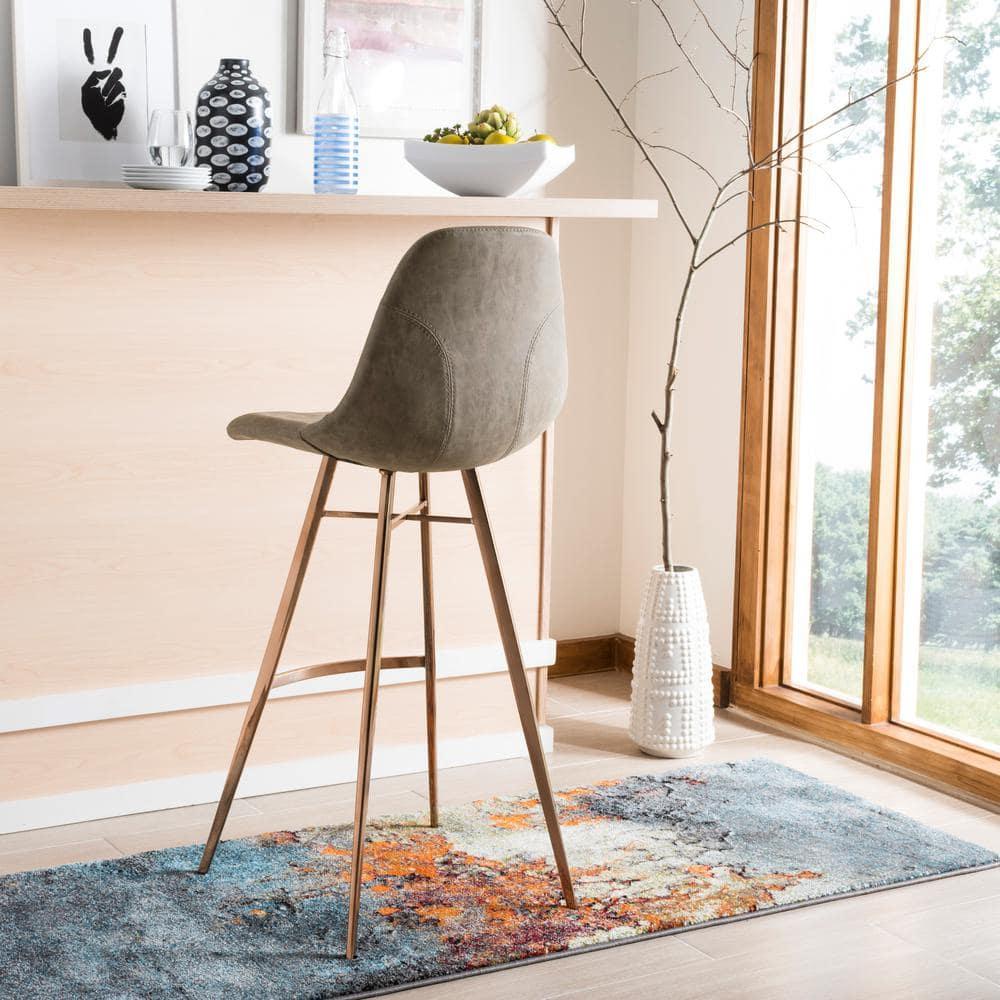 Mathison Bar Stool  - FOX3011 - Taupe/Copper - Safavieh Couture