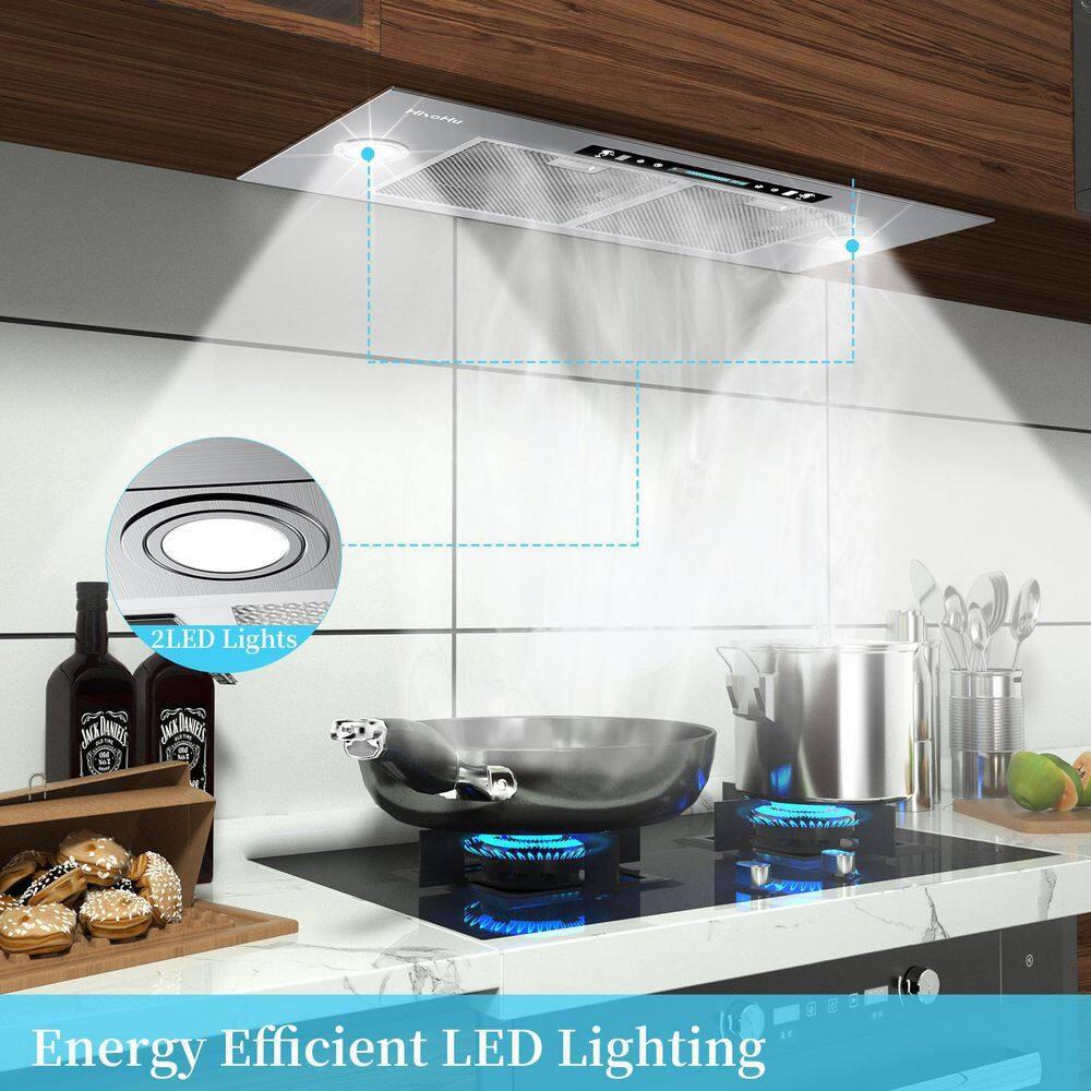Range Hood Insert 36, AROAN Built-in Range Hood with Ducted/Ductless Convertible, Stainless Steel Vent Hood for Kitchen with 900 CFM, 4 Speed Soft Touch Switch, Aluminum Filters, Carbon Filter(B0136A)