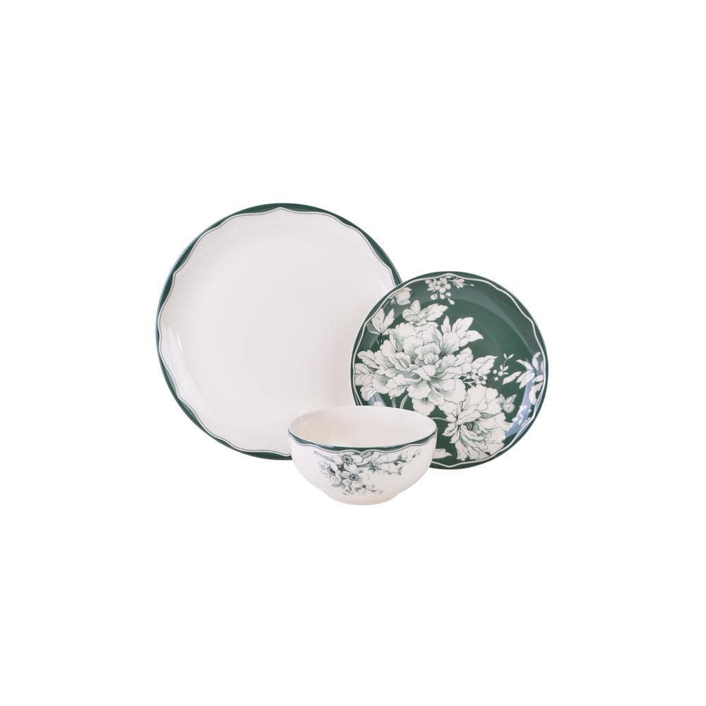 222 Fifth 222 Fifth Brittany 12-Piece Porcelain Dinnerware Set - Service For 4, Plate & Bowl Set